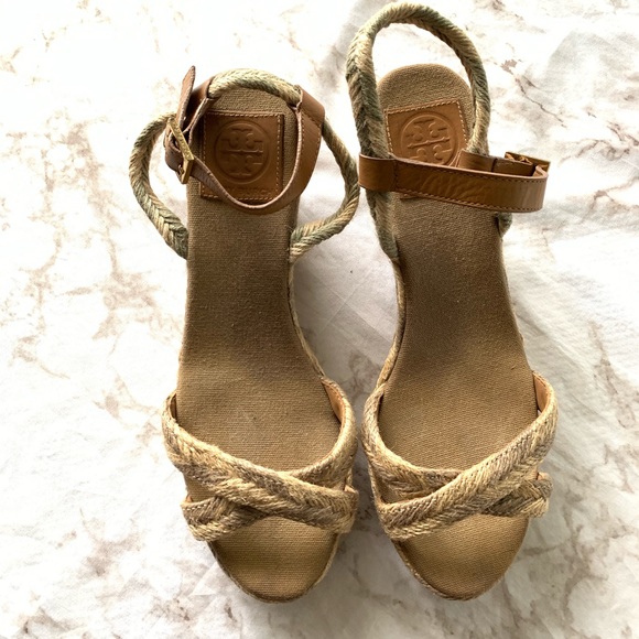Tory Burch Camelia Espadrille Khaki Wedges - Picture 2 of 3
